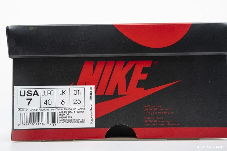 Toe 555088-125 OG Air Black 1 Retro Jordan High 1107